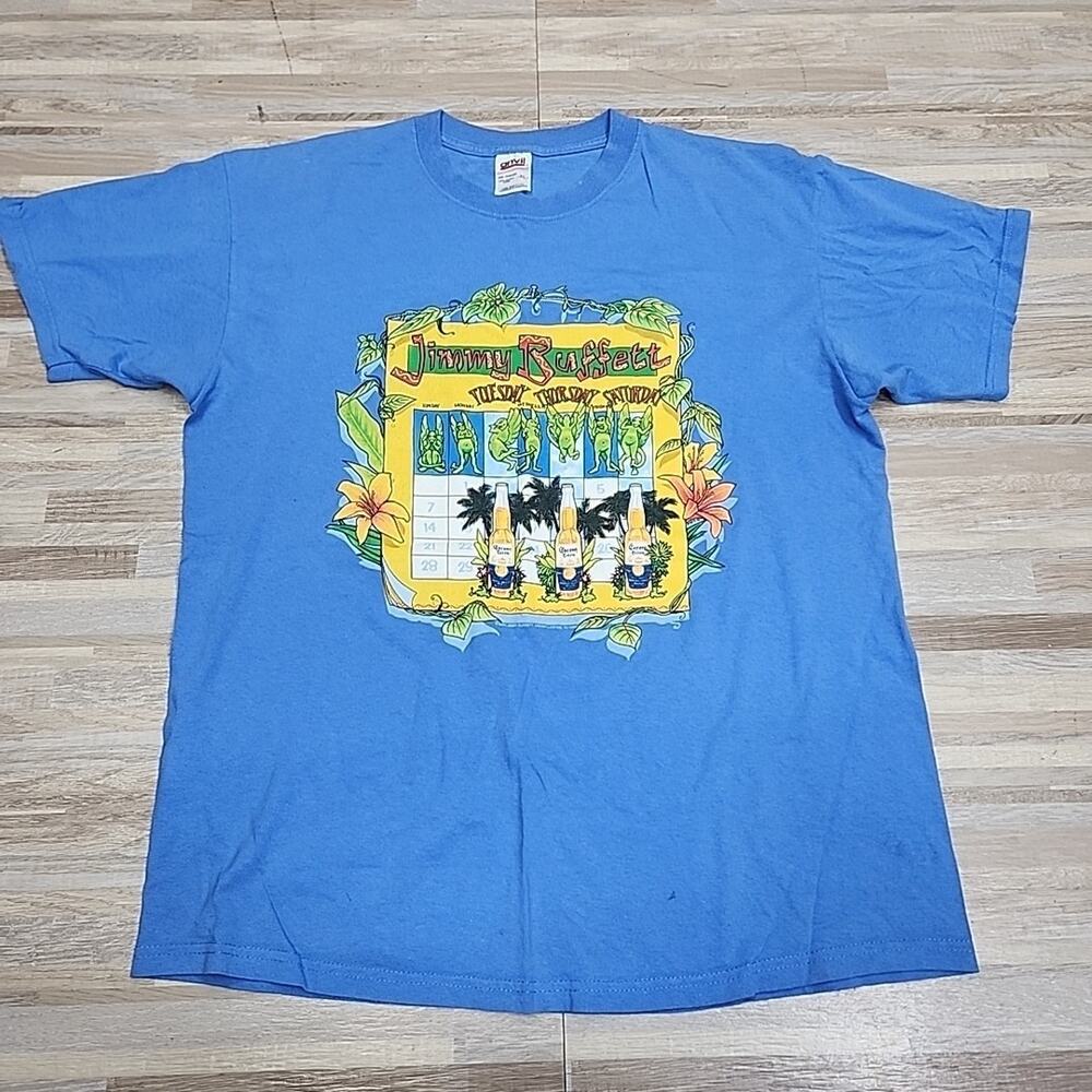 Jimmy Buffett Tuesdays Thursdays Saturdays Tour 2000 Shirt Sz XL Corona Blue USA